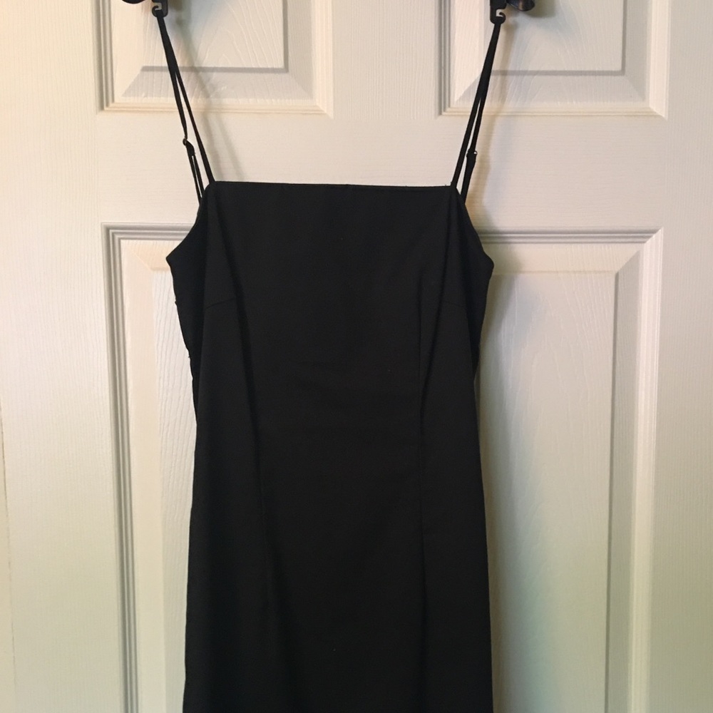 Spaghetti strap black cotton dress